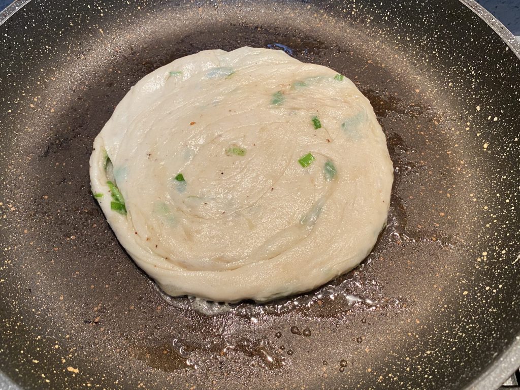 Taiwan Scallion Pancakes in pan
