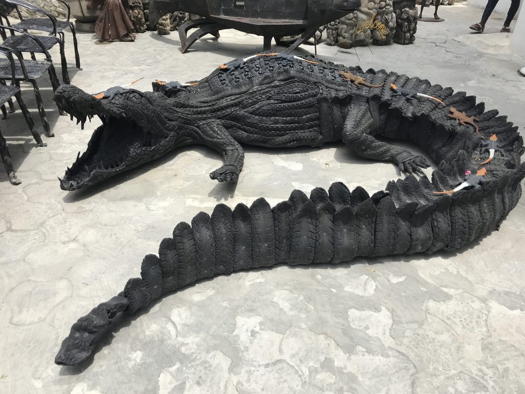 Tire crocodile at Nike Art Center