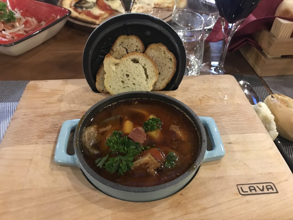 Soup and bread at Chalet in Burabay
