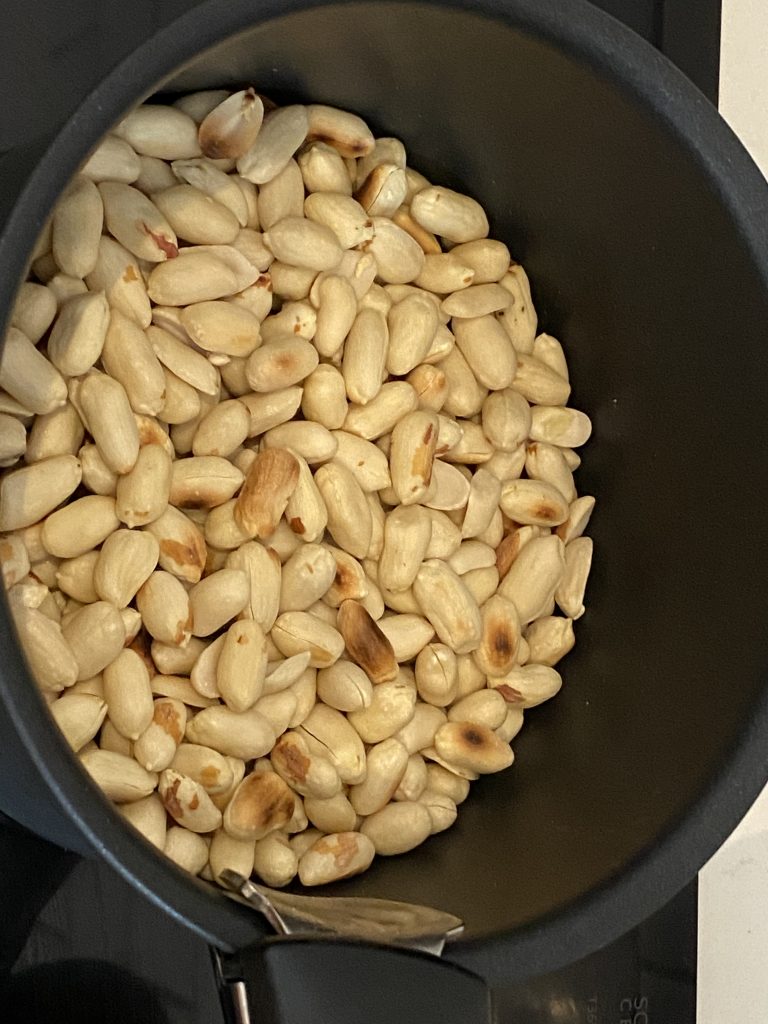 Sierra Leone Groundnut Soup, Roasting peanuts