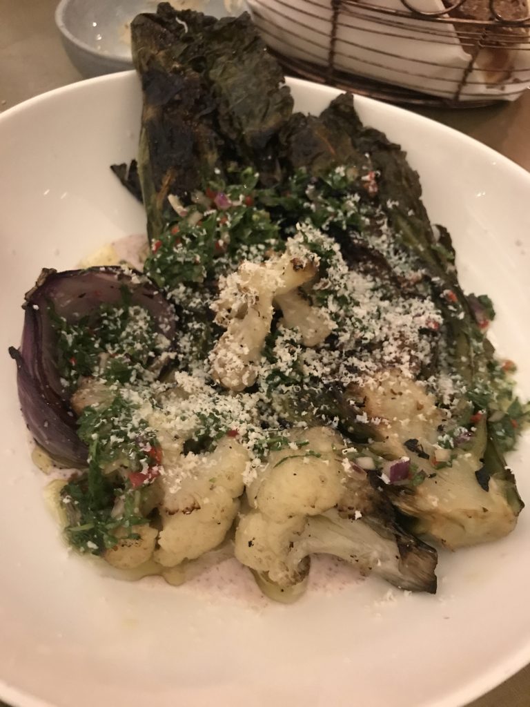 Dinner at George & John, Tel Aviv- Grilled kale and cauliflower