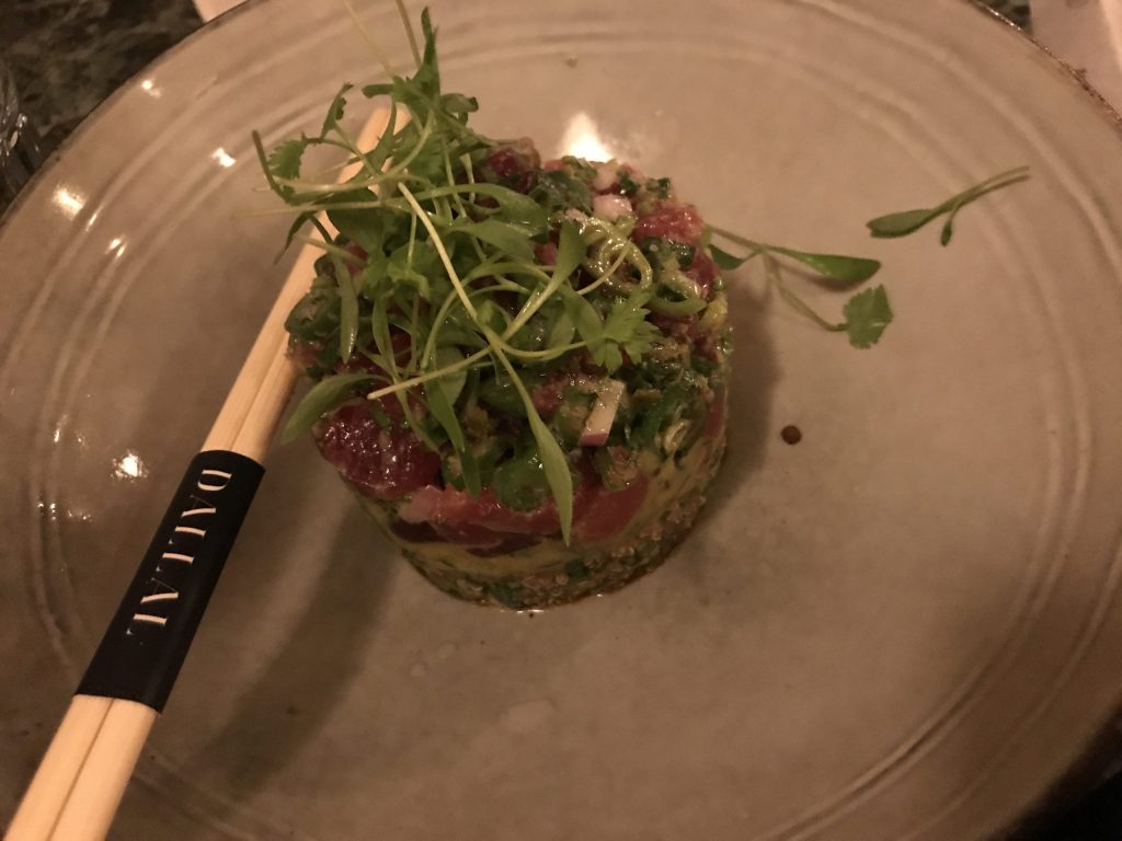 Dinner at Dallal Tartare with avocado