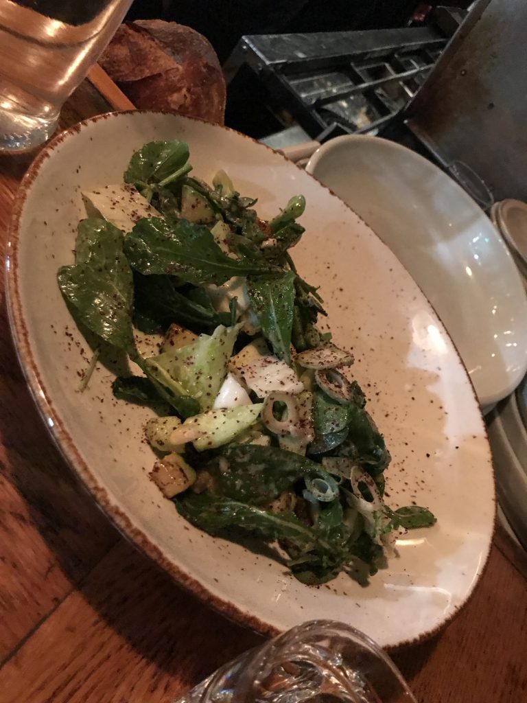 Dinner at Brut, Tel Aviv-fresh greens salad