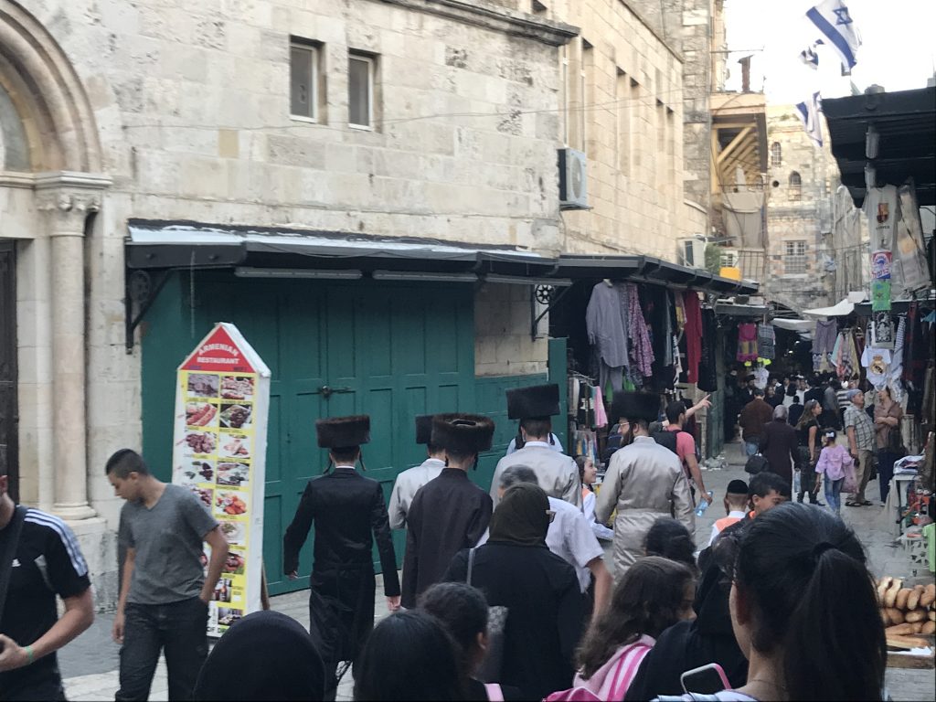 Orthodox Jewish going to the West Wall for the last day of Passover