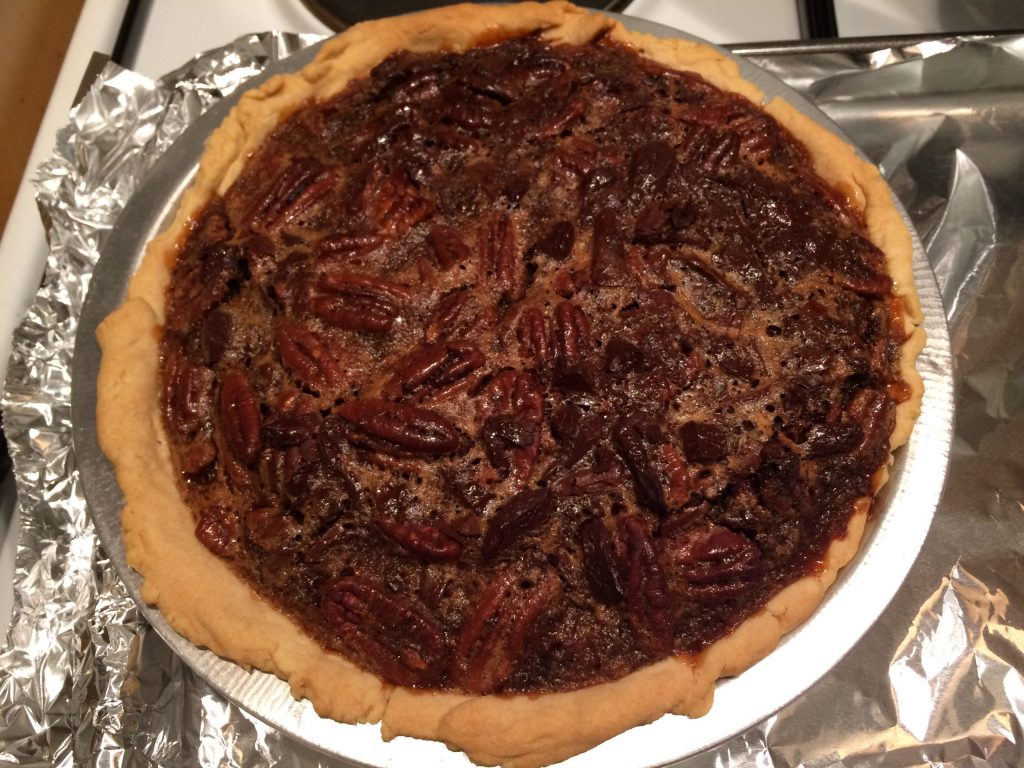 Pecan pie fresh out of the oven