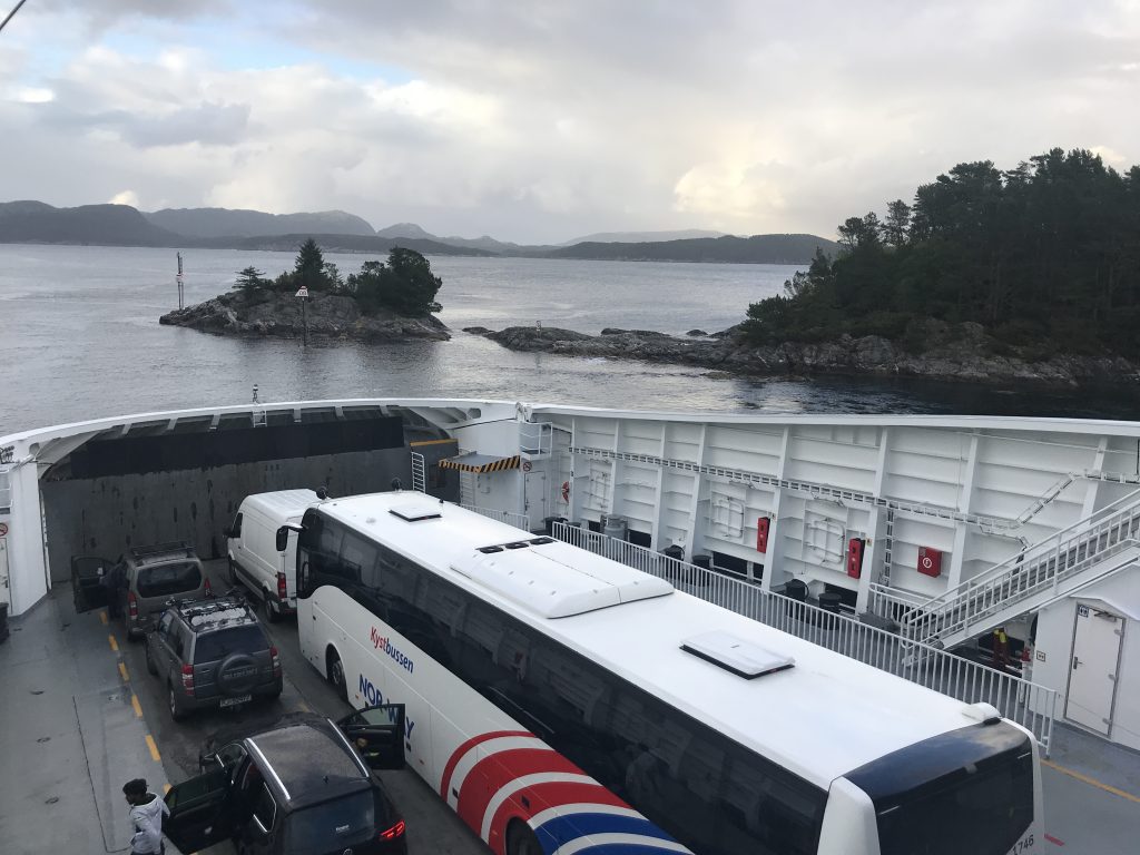 Bus on ferry from Stavanger to Bergen