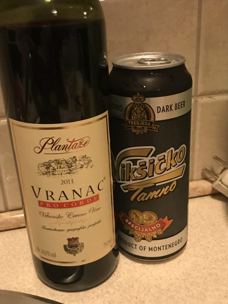 Local Montenegro wine and beer