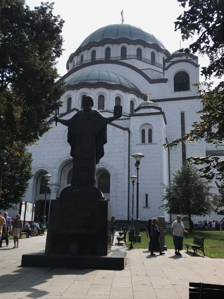 Monument to Saint Sava in front of the church