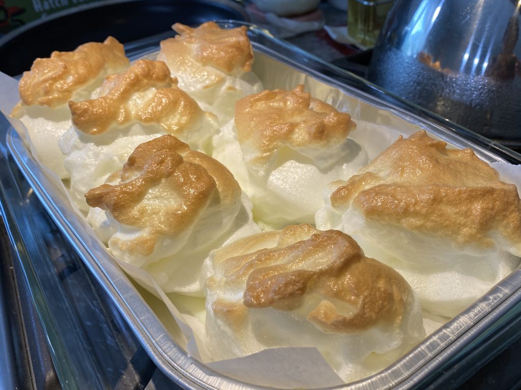 Meringues fresh out of the oven