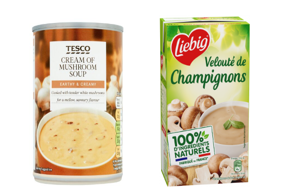 Mushroom soups in UK and France