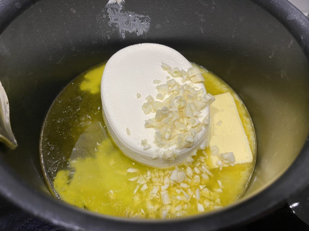 Butter, garlic, cream cheese