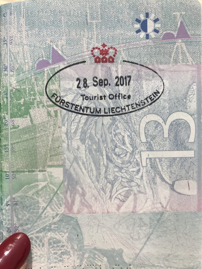 Stamping my own passport in Liechtenstein