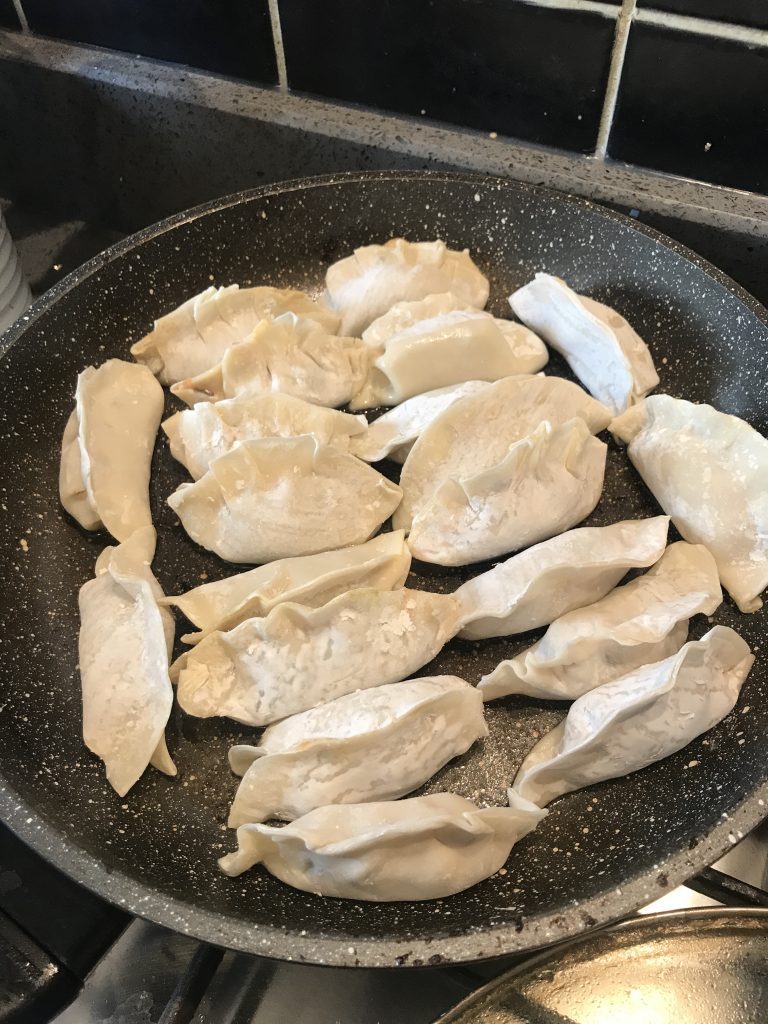 Frying the dumplings