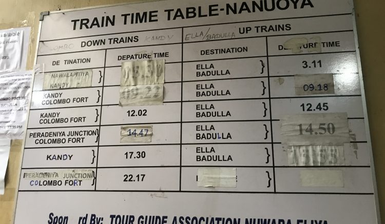 Sri Lanka Train Time Table
