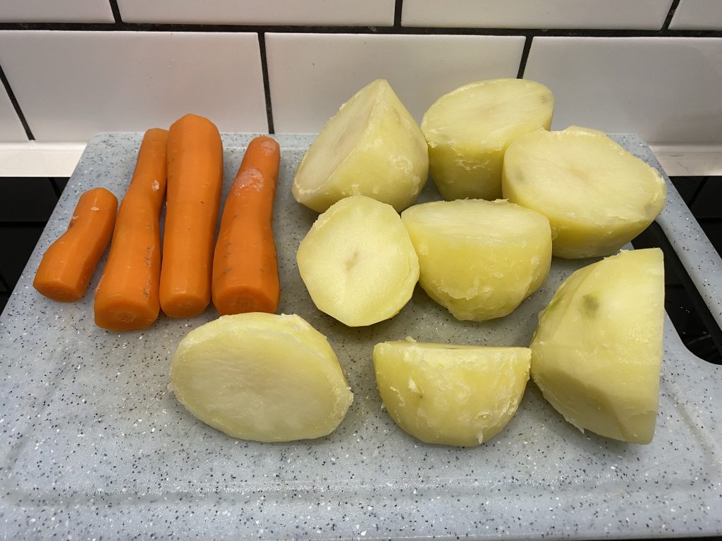 Boiled potatoes and carrots