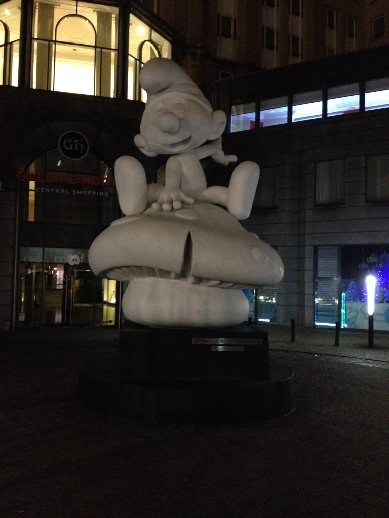 Smurf statue, Rue du Marché Aux Herbes, Brussels