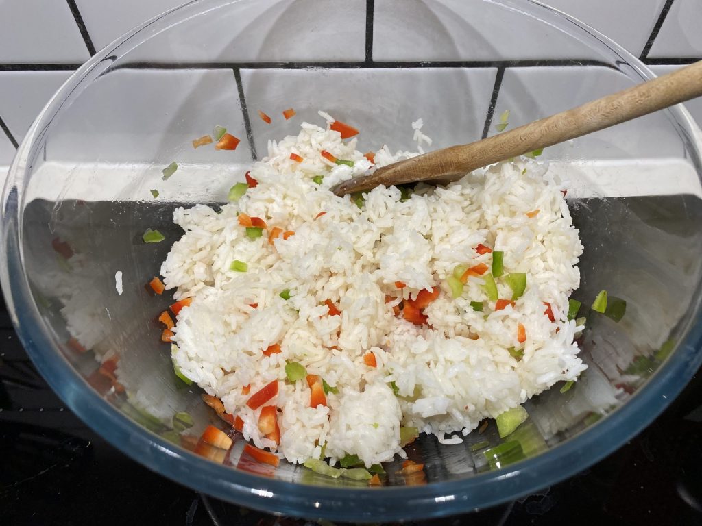 Leftover rice with peppers