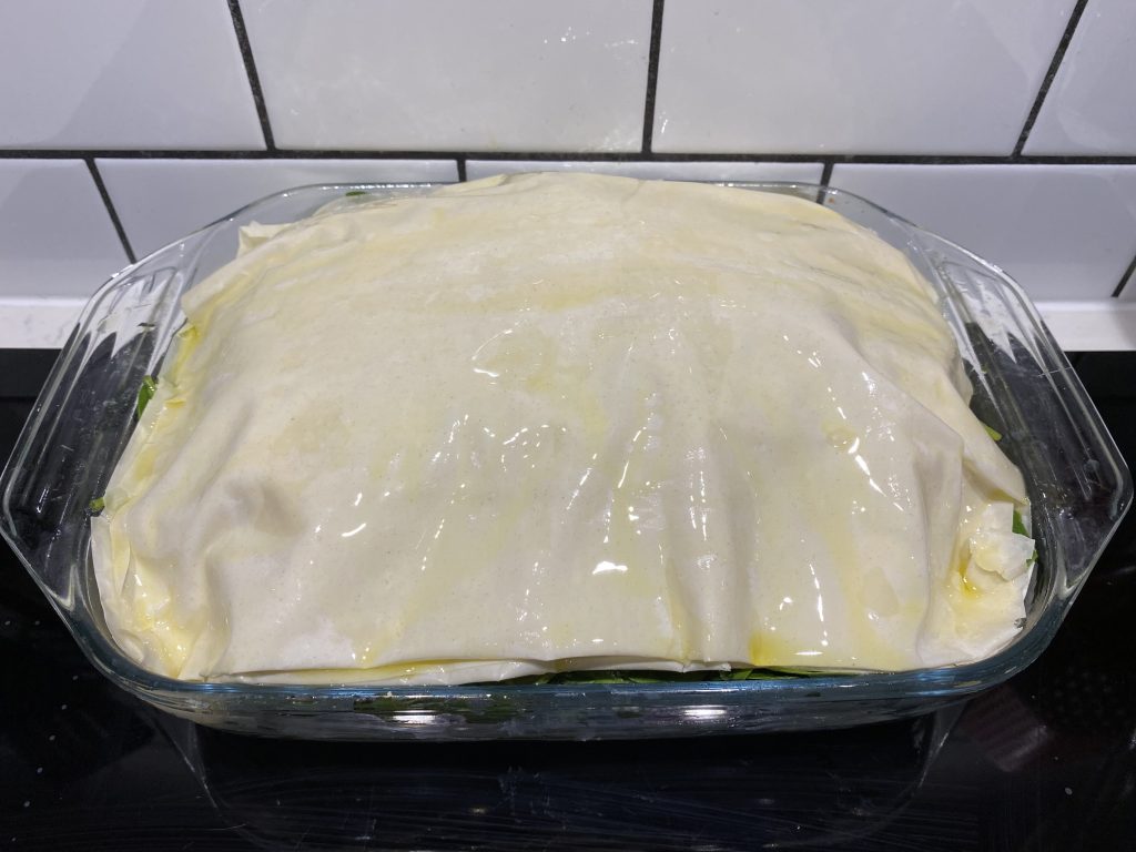 Spinach pie ready for the oven