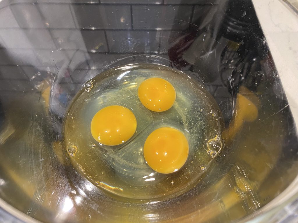 Beat eggs with lemon juice