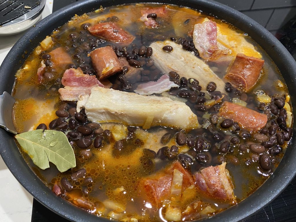 All Feijoada ingredients in the pan