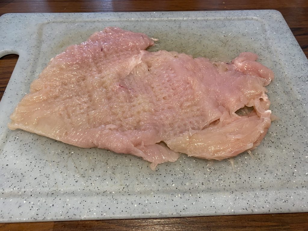 Thinly pounded chicken breast