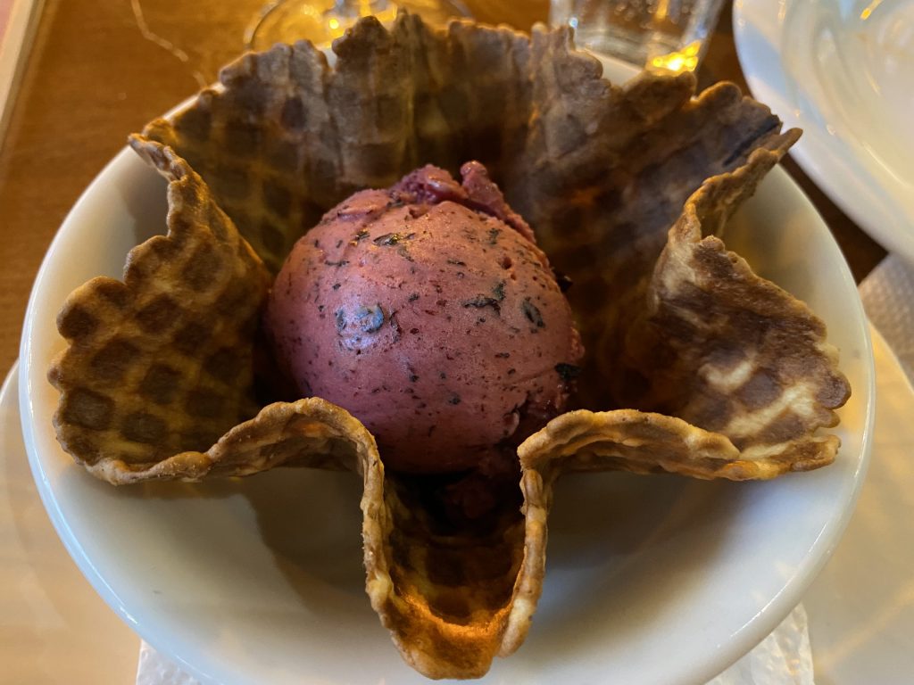 Blueberry ice cream at La Terrazza