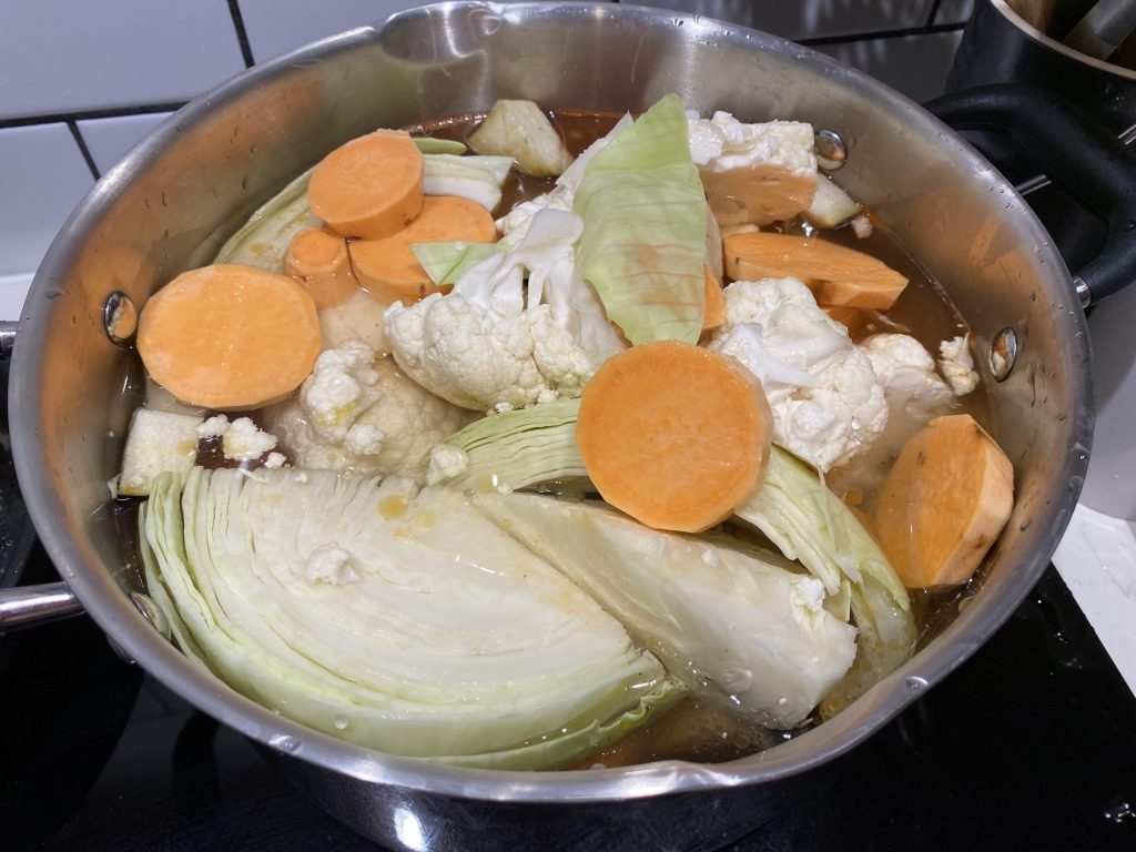 Boiling the vegetables