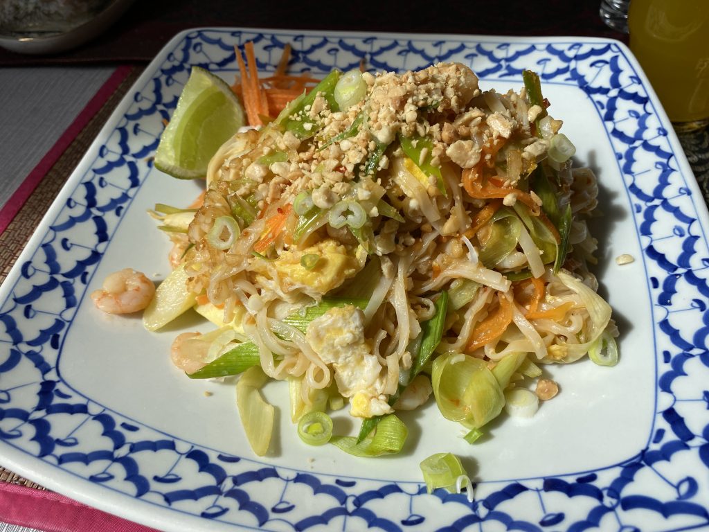 Pad thai with shrimp at Inbox Cafe, Qaqortoq