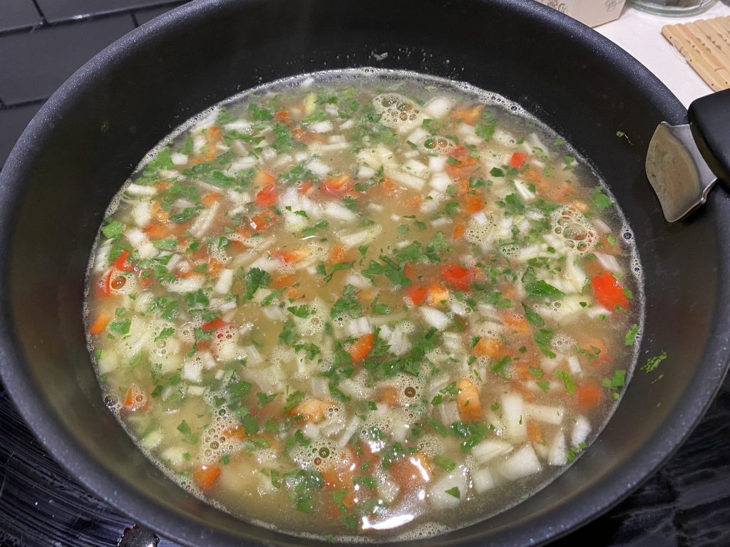 Cook the rice in broth