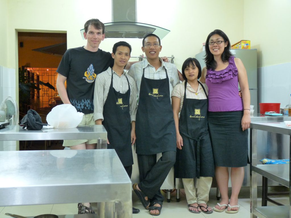 Sibe, me and our teachers at Hanoi Cooking Centre
