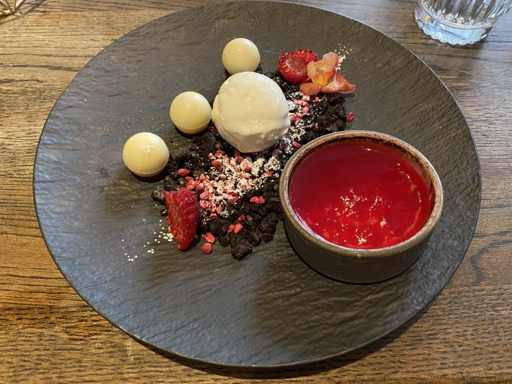 Berry trio dessert at Maple