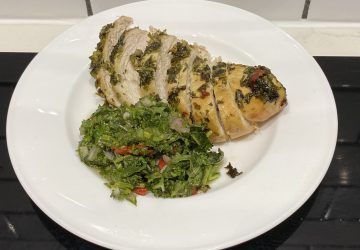 Chimichurri chicken with extra sauce on the side