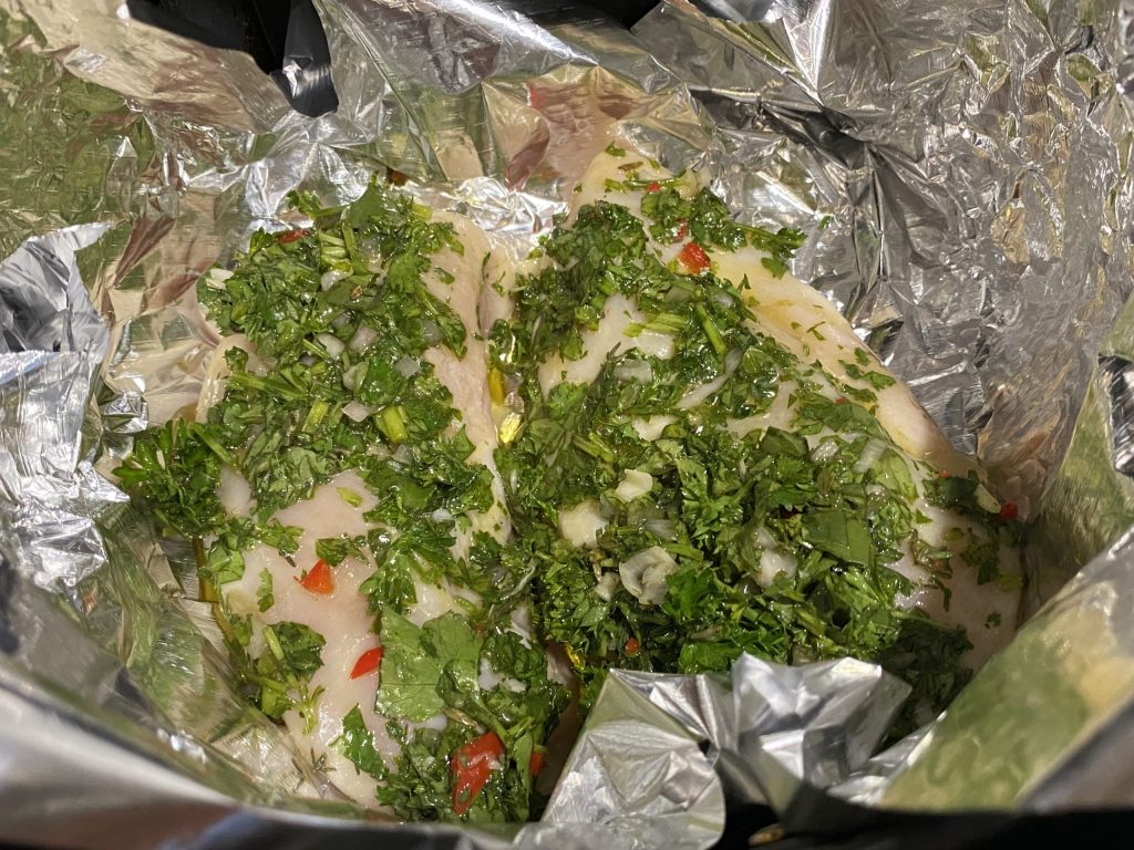 Chimichurri chicken ready to cook in the air fryer