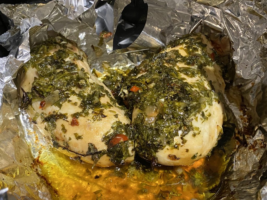 The chimichurri chicken is ready!