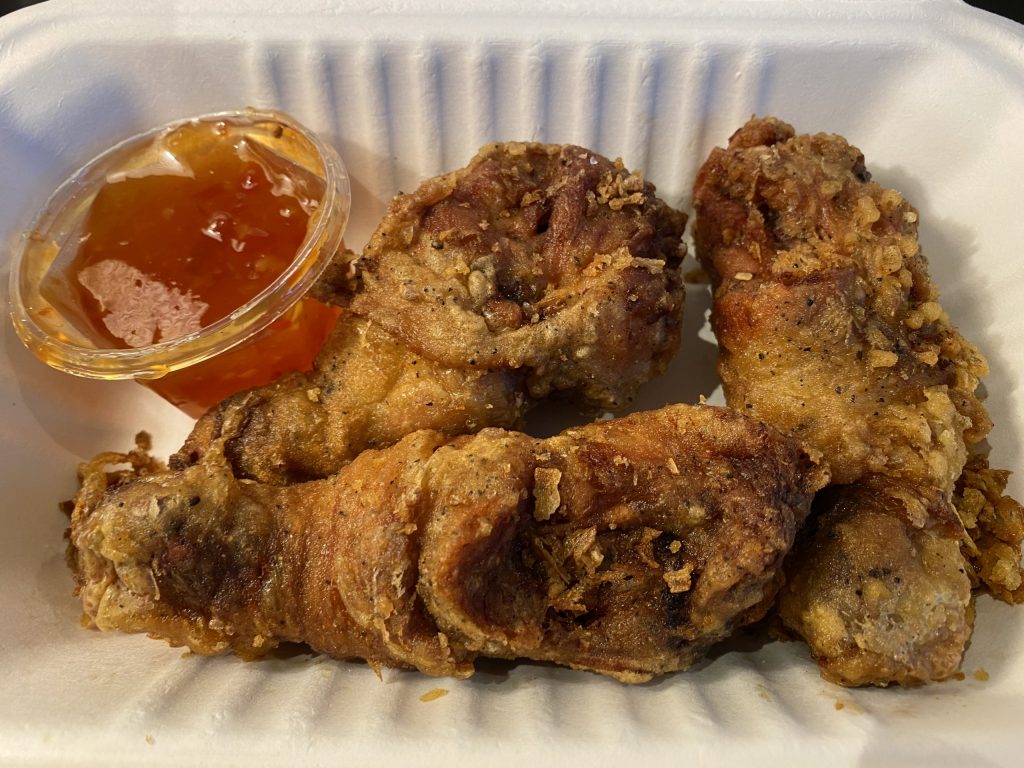 Fried sweet chili chicken from Thai style takeaway