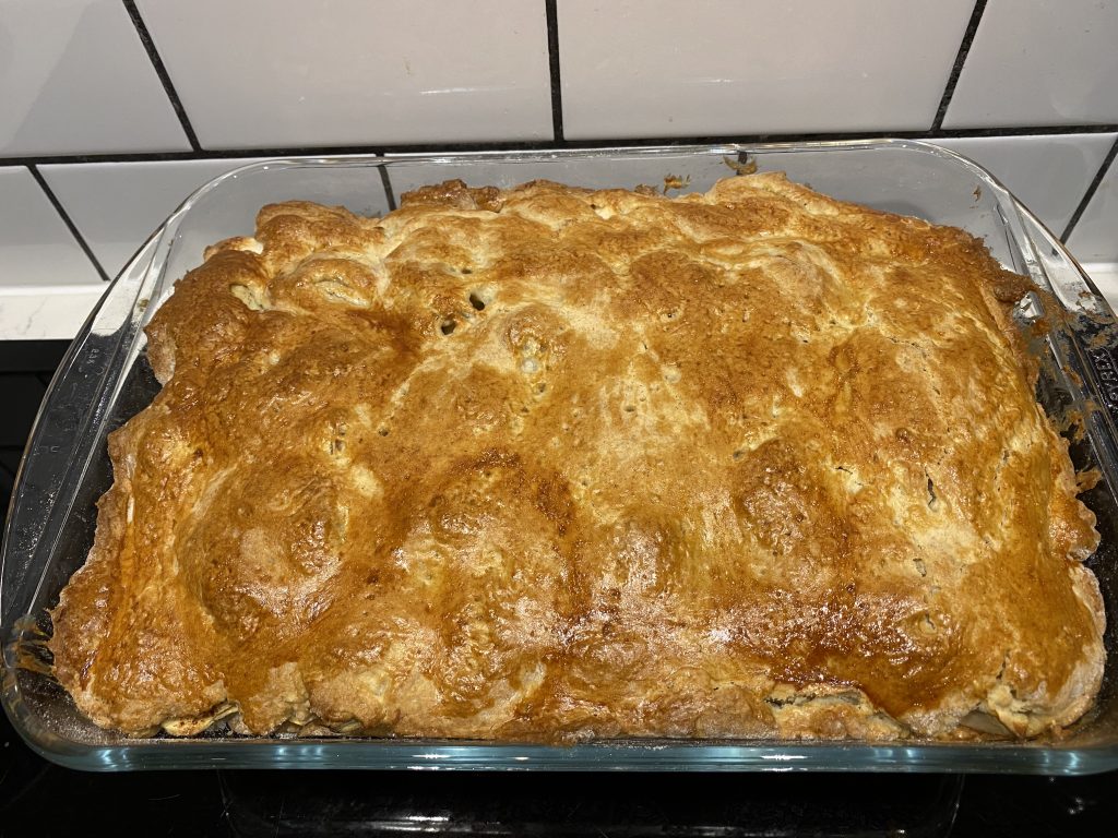 Apple pie out of the oven