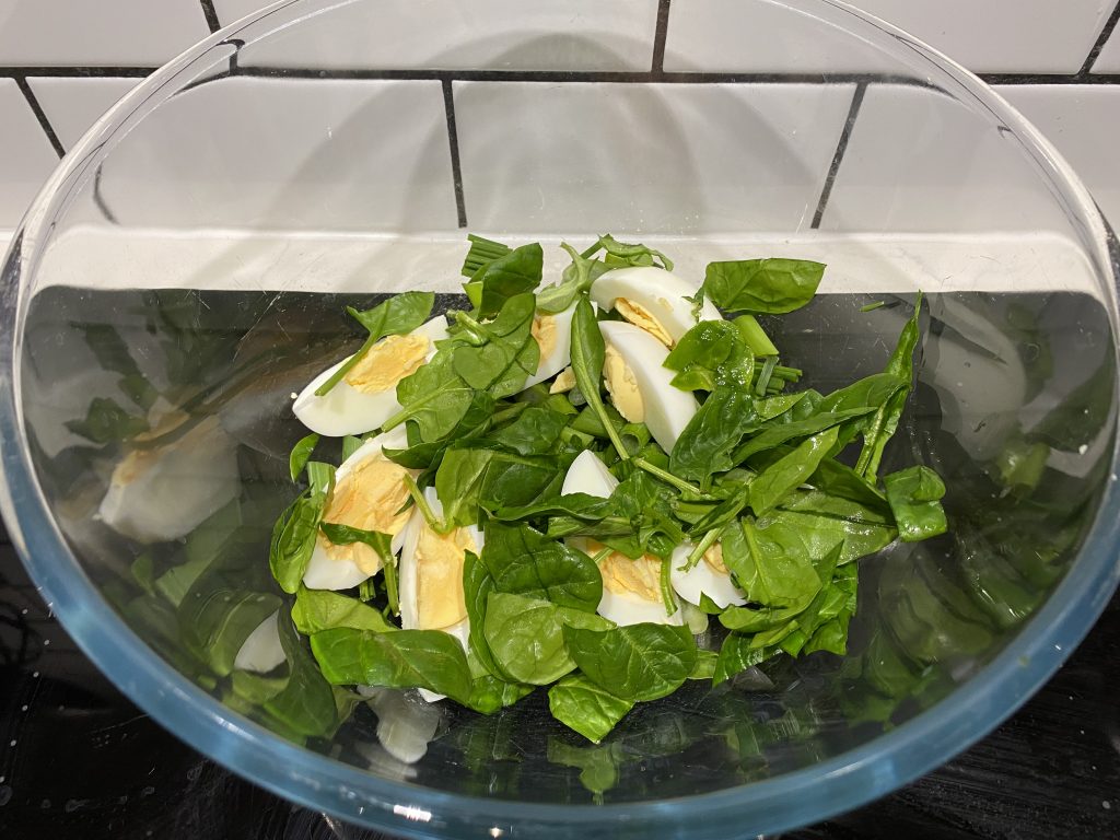 Spinach, herbs and eggs