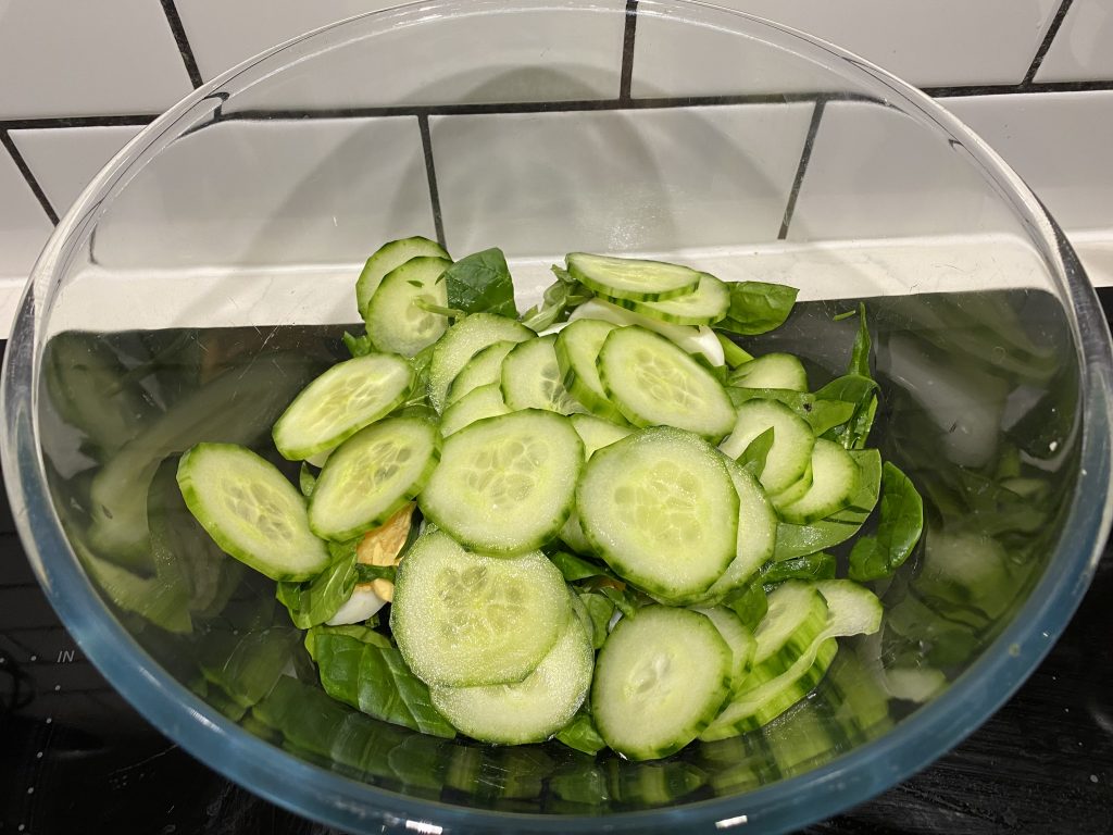 Adding in the optional cucumbers