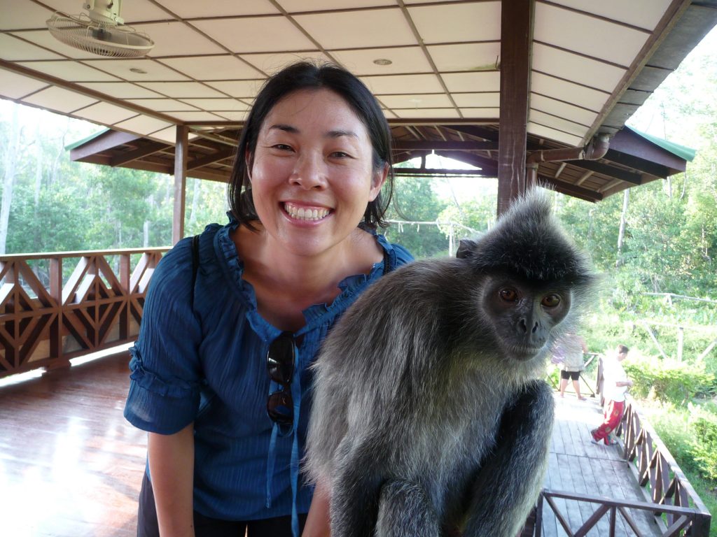 Me and the fluffy silver langur at Labuk Bay Sanctuary