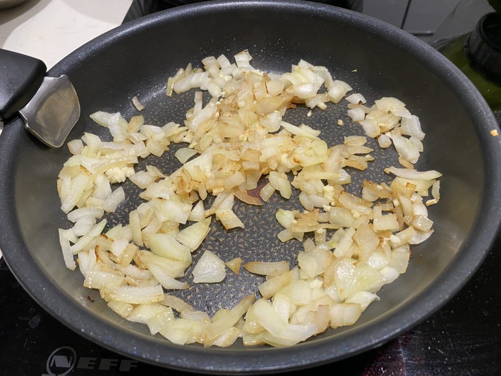 Sautéing the onions