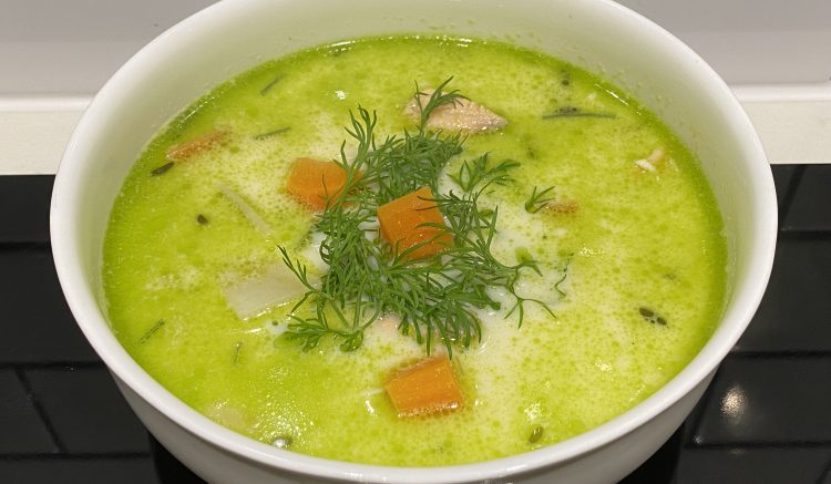 Faroe Islands Fish Soup with herb oil
