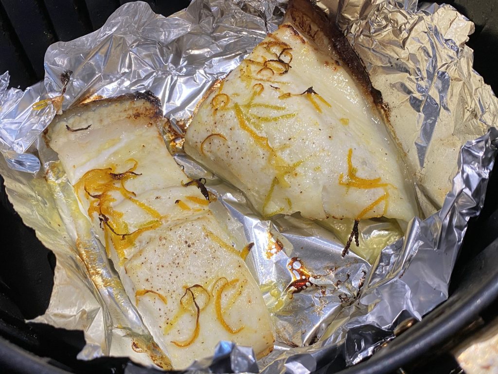 Halibut cooked in the air fryer