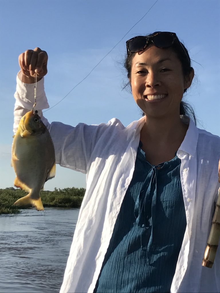 Catching piranha in the Cuiaba river