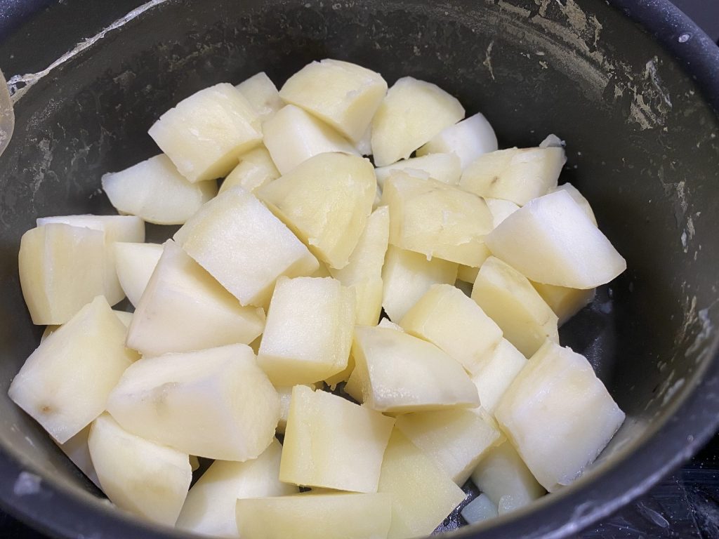 Boiled pieces of potato
