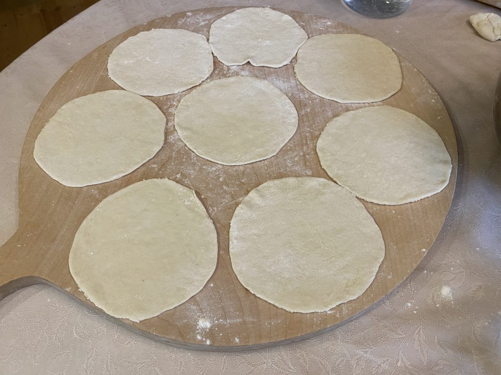 Khinkali dough ready for filling