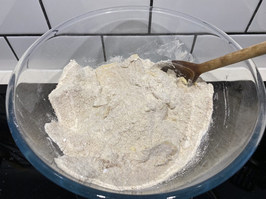 Mixing all polvorones ingredients into dough
