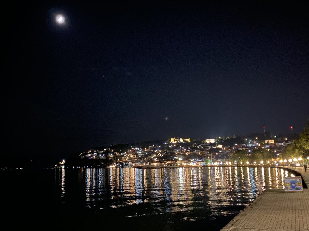 Night view Lake Ohrid