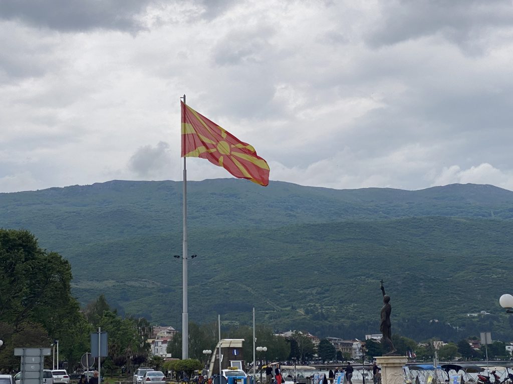 North Macedonian flag in Ohrid
