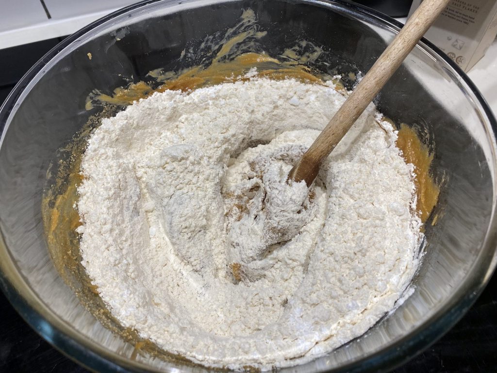 Add flour to dough