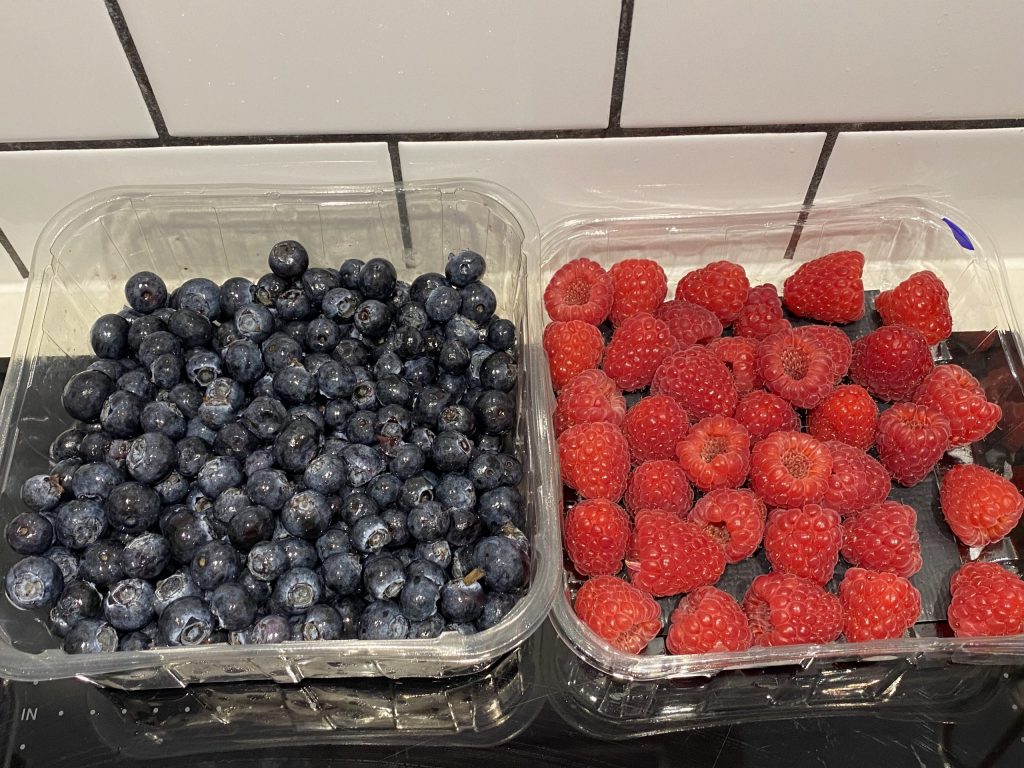 Fresh blueberries and raspberries